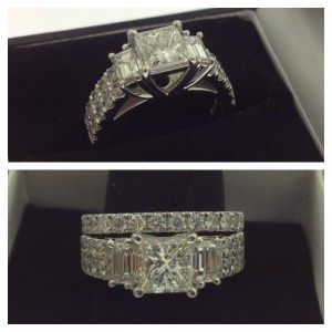 3 stone engagement ring and wedding band