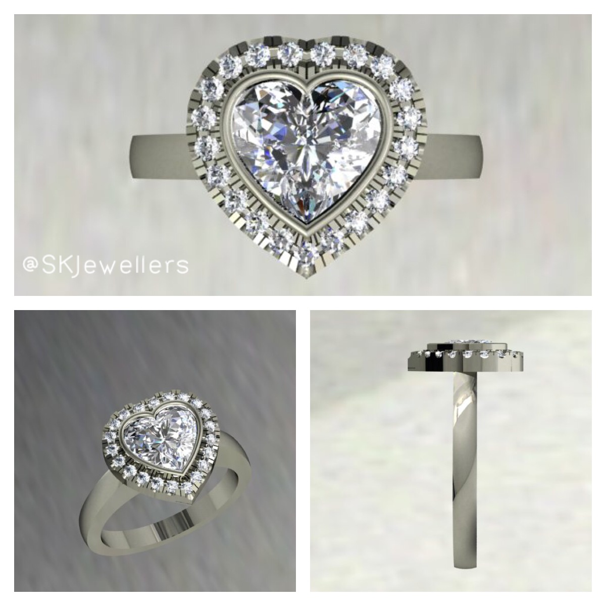 heart diamond halo engagement ring