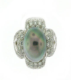 Lab Grown Diamond Ring Tahitian Pearl