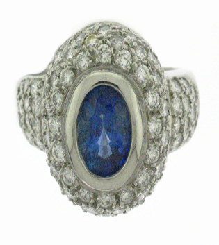 Sapphire Pave Diamond Ring Blue