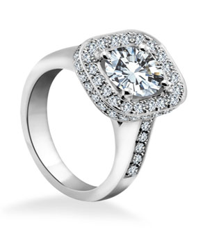 Engagement Ring with Double Halo Diamond