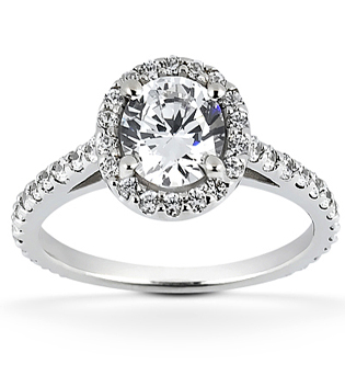 Round Brilliant cut single diamond halo engagement ring - Samuel Kleinberg