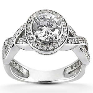 Engagement Ring With Twisted Diamond Band
