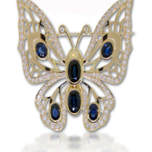 Diamond Butterfly Pendant Blue Sapphire