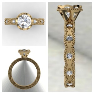 Yellow Gold Vintage style Engagement Ring
