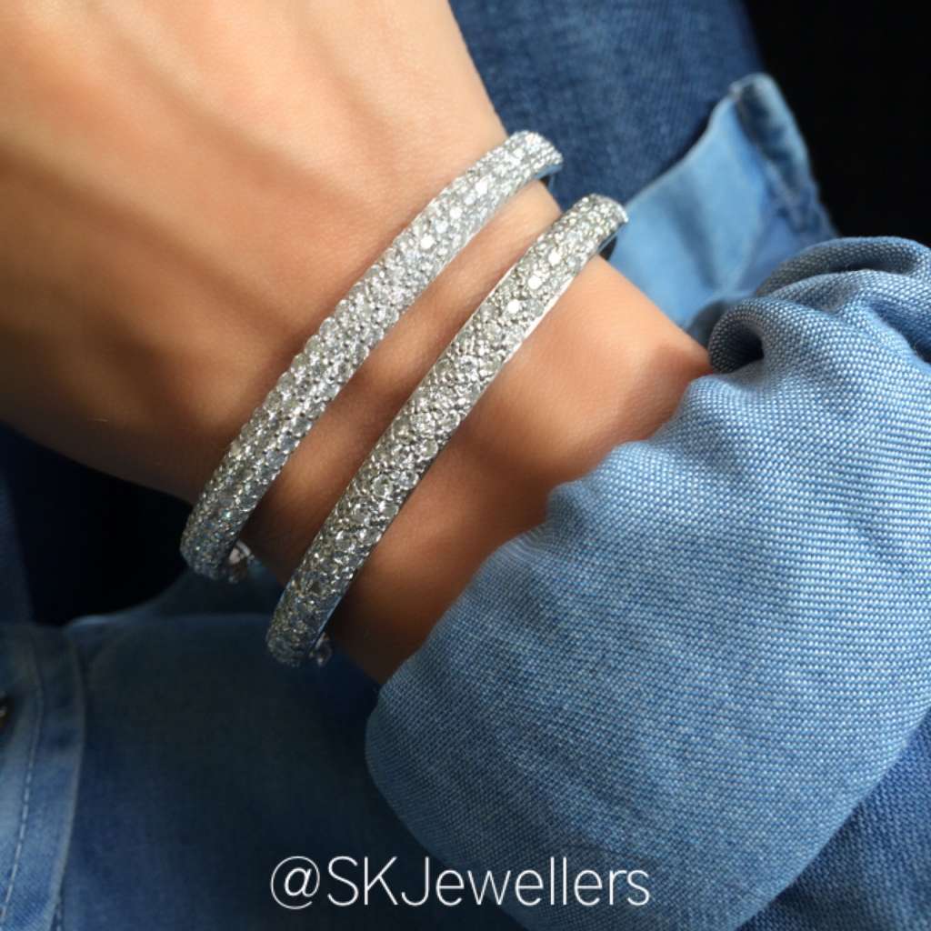 pave diamond banglees