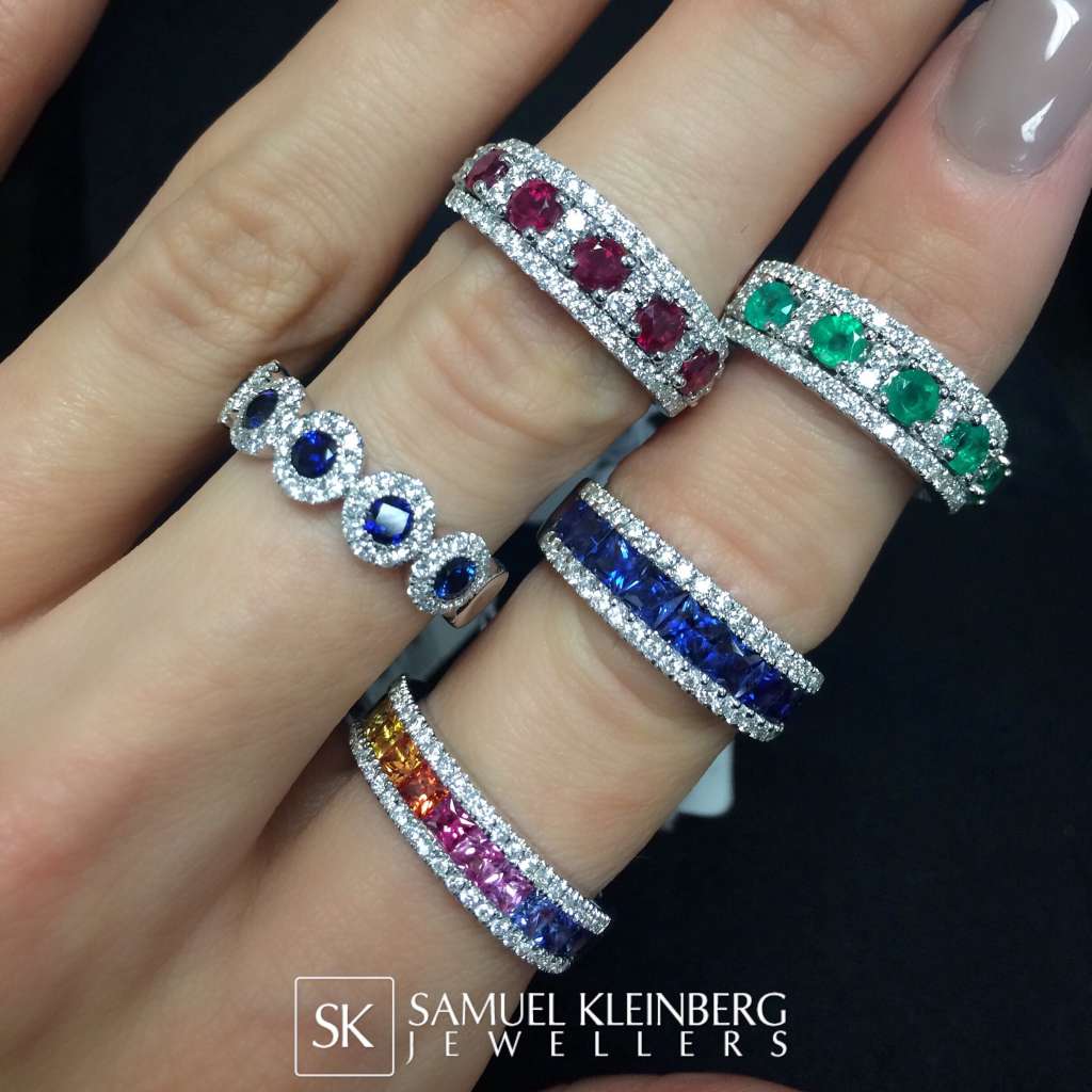 Sapphire, ruby, emerald rings