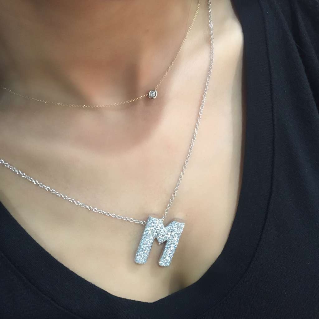 pave diamond initial M