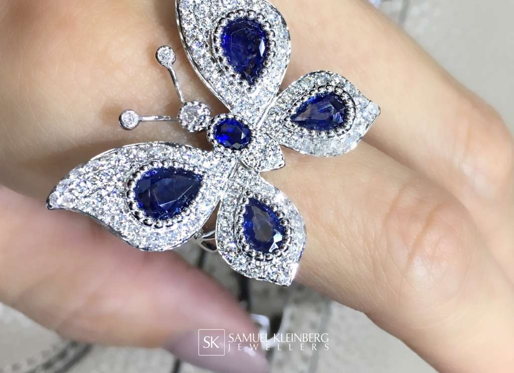 diamond and blue sapphire ring