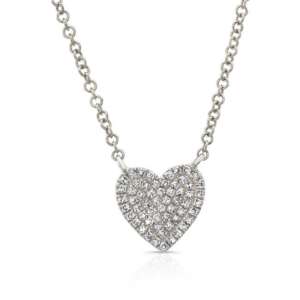 Pave heart necklace white gold