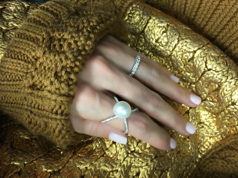 Pearl and Diamond Statement Ring