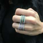 emerald and pink sapphire stacking rings