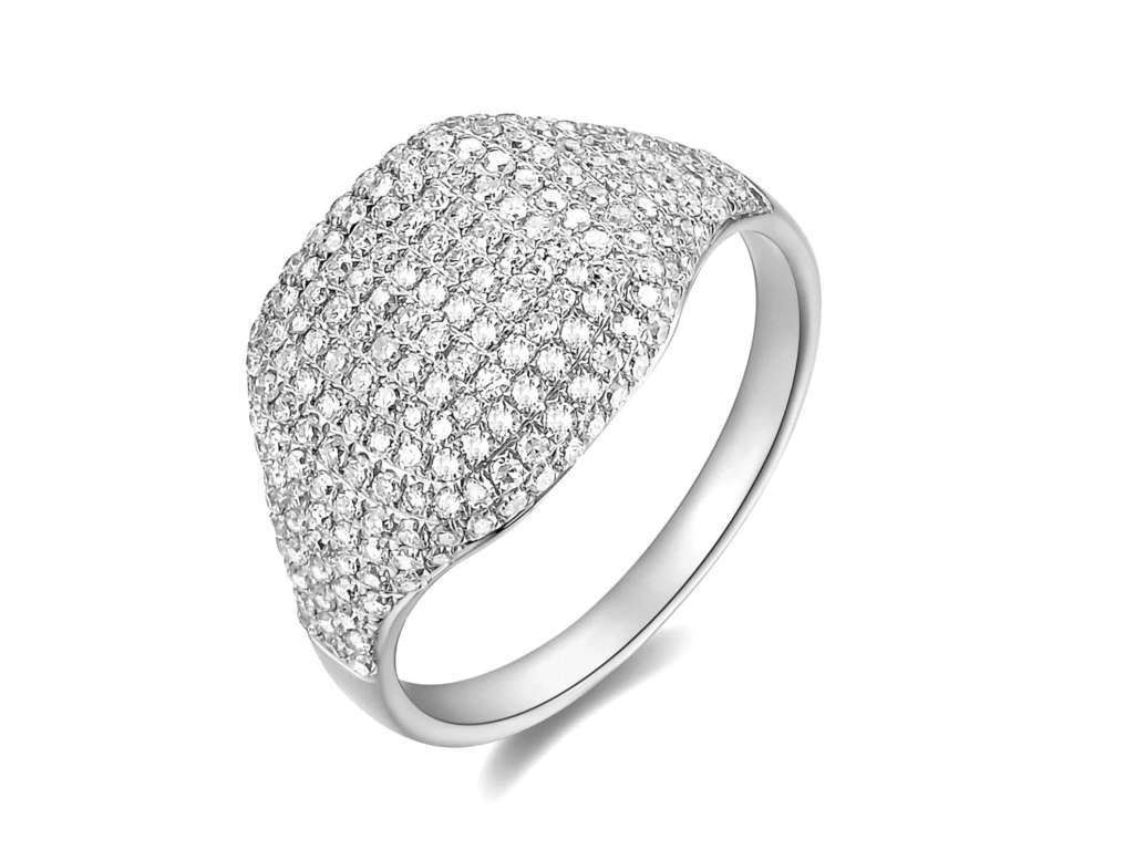 pave dome ring white gold diamond