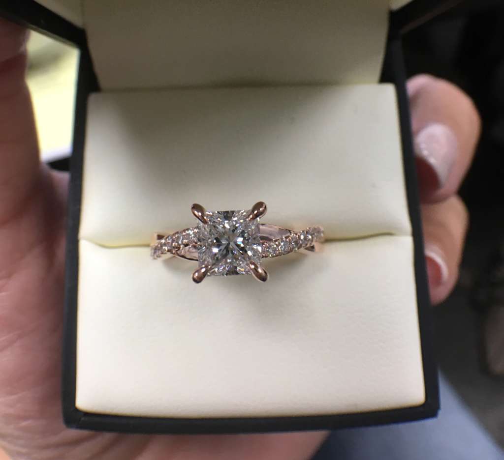 princess cut rose gold engagement ring