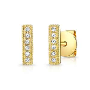 tiny diamond bar earring yellow gold