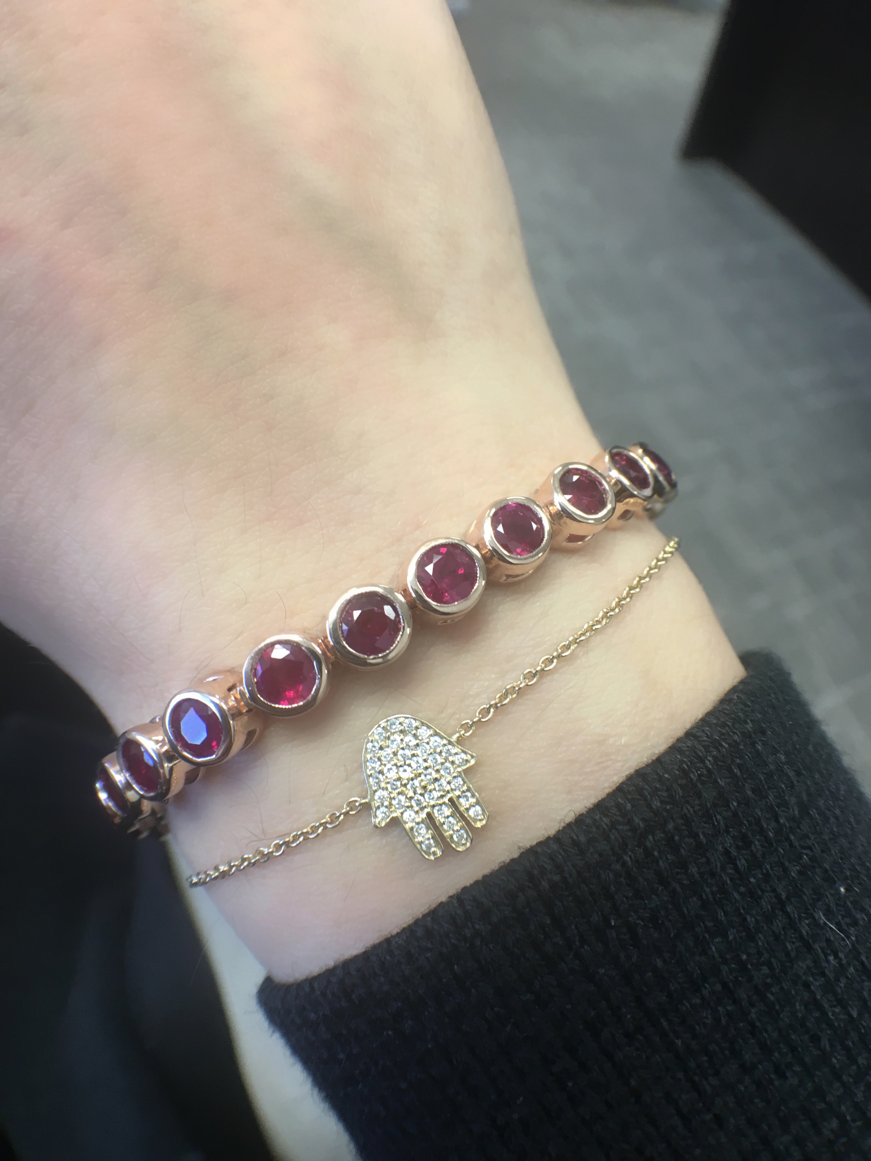 rose gold and ruby bracelet