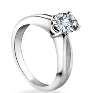 Simple Band Ring with Solitaire Diamond