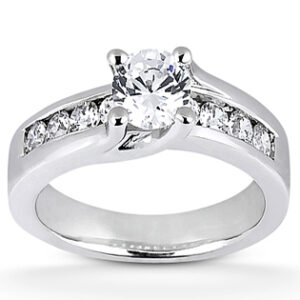 Contemporary round brilliant engagement ring with twist detail