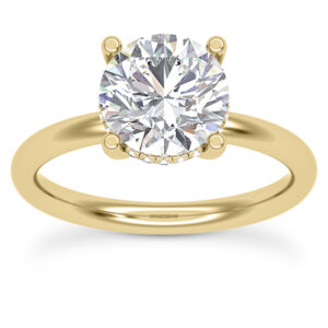 Round Diamond Solitaire Hidden Halo Engagement Ring