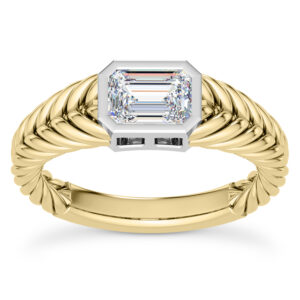 Fluted Emerald Cut Diamond Engagement Ring