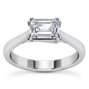 Emerald Cut Diamond Solitaire Double Prong Engagement Ring