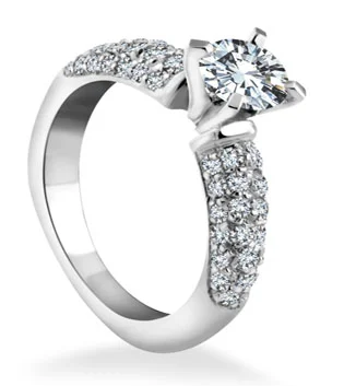 Pavé Ring Setting: Round Brilliant Ring with Pavé Diamond Band