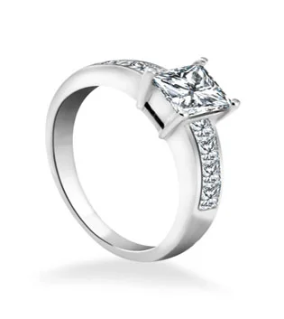 Channel Ring Setting: Channel Set Princess Cut Ring with Side Diamonds