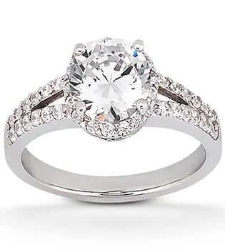 Round Brilliant Cut Halo Ring setting with Diamond Split Shank