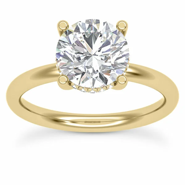 Round Diamond Solitaire Hidden Halo Engagement Ring
