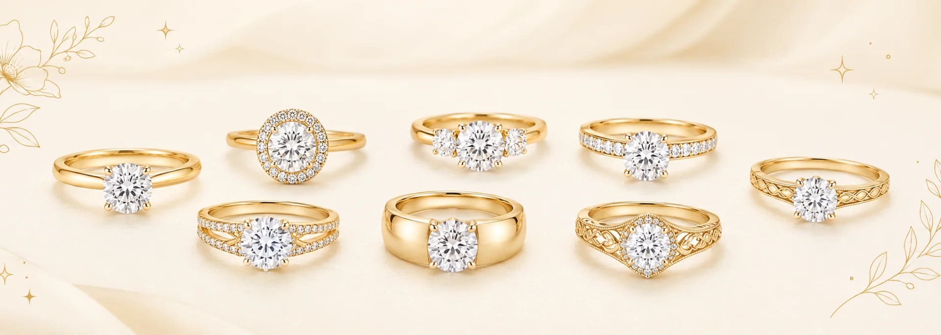 8 Gold Band Engagement Ring Styles